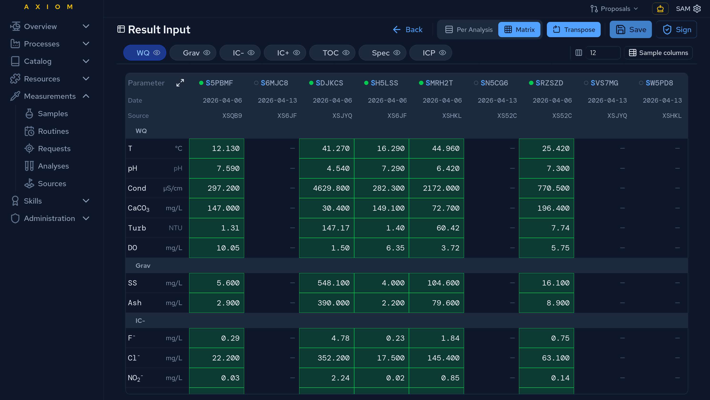 Välj inmatningsmetod efter behov — automatisk instrumentsynkronisering, filimport, manuell inmatning eller klipp-och-klistra från kalkylblad. Signera analyser smidigt i varje steg av kvalitetskontrollkedjan.